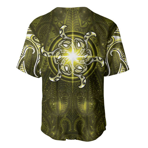 New Zealand Matariki Hiwaiterangi Baseball Jersey Maori Moko Yellow Galaxy