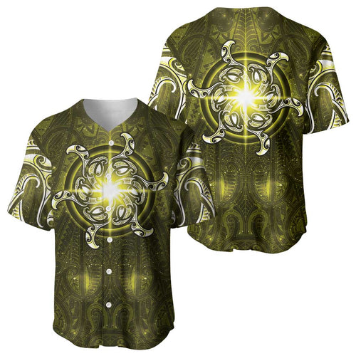 New Zealand Matariki Hiwaiterangi Baseball Jersey Maori Moko Yellow Galaxy