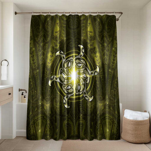 New Zealand Matariki Hiwaiterangi Bathroom Set Maori Moko Yellow Galaxy