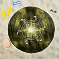 New Zealand Matariki Hiwaiterangi Beach Blanket Maori Moko Yellow Galaxy