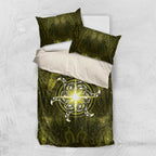 New Zealand Matariki Hiwaiterangi Bedding Set Maori Moko Yellow Galaxy