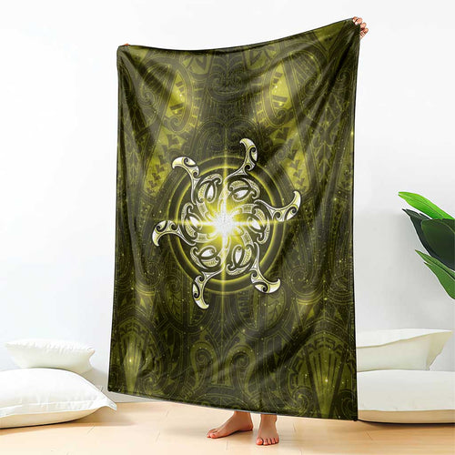 New Zealand Matariki Hiwaiterangi Blanket Maori Moko Yellow Galaxy