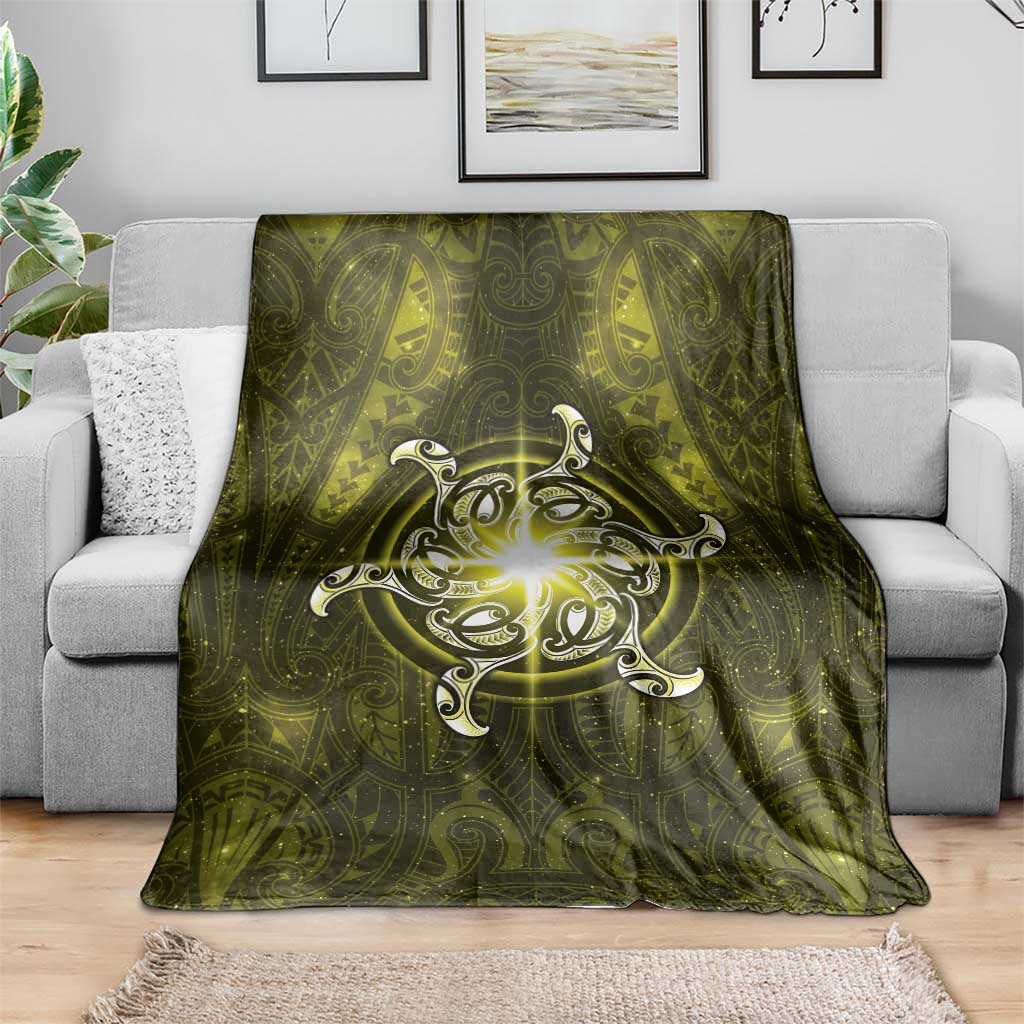 New Zealand Matariki Hiwaiterangi Blanket Maori Moko Yellow Galaxy