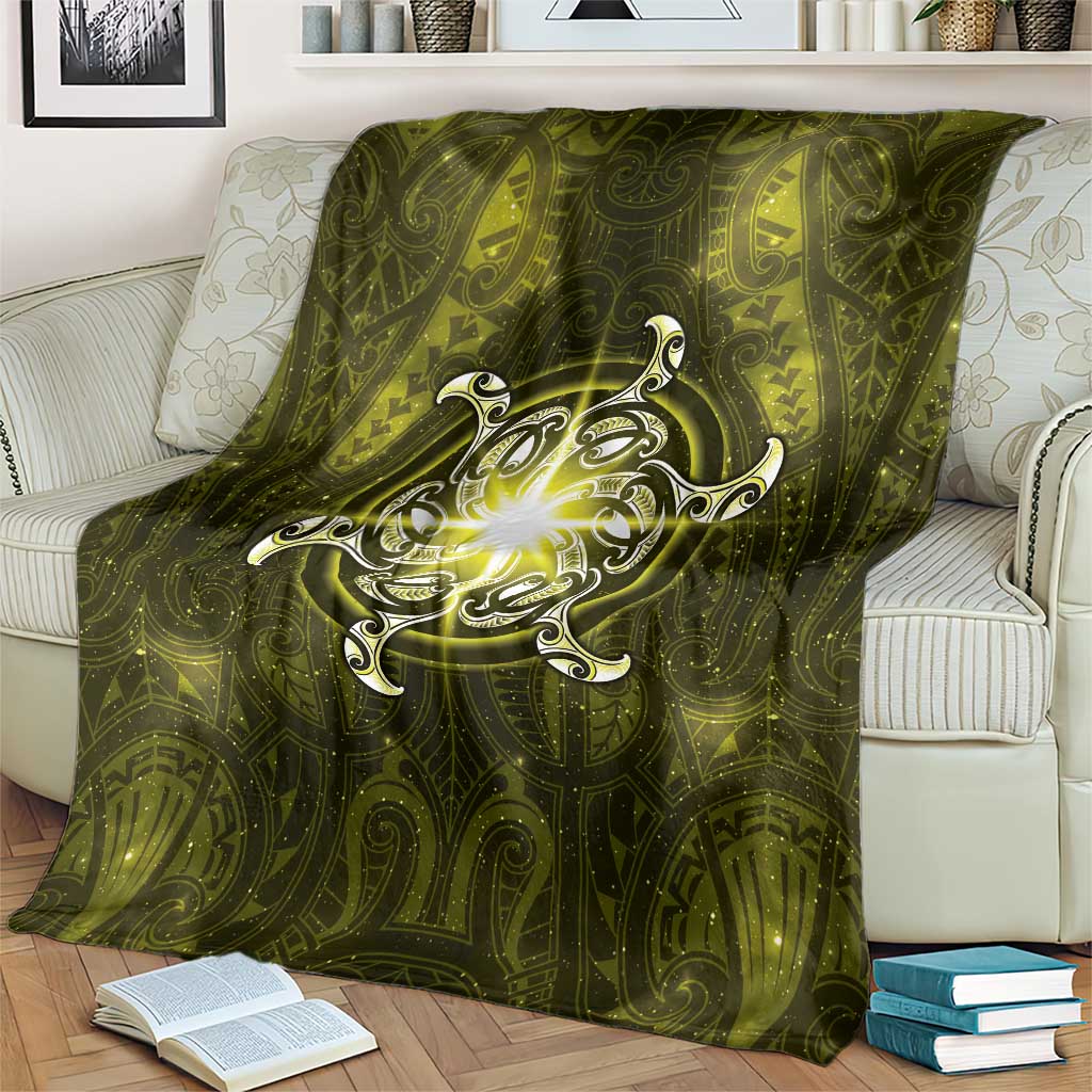 New Zealand Matariki Hiwaiterangi Blanket Maori Moko Yellow Galaxy