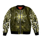 New Zealand Matariki Hiwaiterangi Bomber Jacket Maori Moko Yellow Galaxy