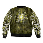 New Zealand Matariki Hiwaiterangi Bomber Jacket Maori Moko Yellow Galaxy