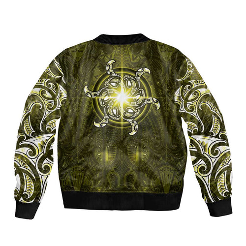 New Zealand Matariki Hiwaiterangi Bomber Jacket Maori Moko Yellow Galaxy