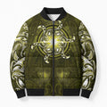 New Zealand Matariki Hiwaiterangi Bomber Puffer Jacket Maori Moko Yellow Galaxy