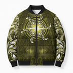 New Zealand Matariki Hiwaiterangi Bomber Puffer Jacket Maori Moko Yellow Galaxy
