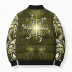 New Zealand Matariki Hiwaiterangi Bomber Puffer Jacket Maori Moko Yellow Galaxy