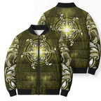 New Zealand Matariki Hiwaiterangi Bomber Puffer Jacket Maori Moko Yellow Galaxy