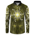 New Zealand Matariki Hiwaiterangi Button Sweatshirt Maori Moko Yellow Galaxy