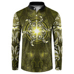 New Zealand Matariki Hiwaiterangi Button Sweatshirt Maori Moko Yellow Galaxy