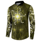 New Zealand Matariki Hiwaiterangi Button Sweatshirt Maori Moko Yellow Galaxy