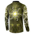 New Zealand Matariki Hiwaiterangi Button Sweatshirt Maori Moko Yellow Galaxy