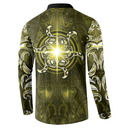 New Zealand Matariki Hiwaiterangi Button Sweatshirt Maori Moko Yellow Galaxy