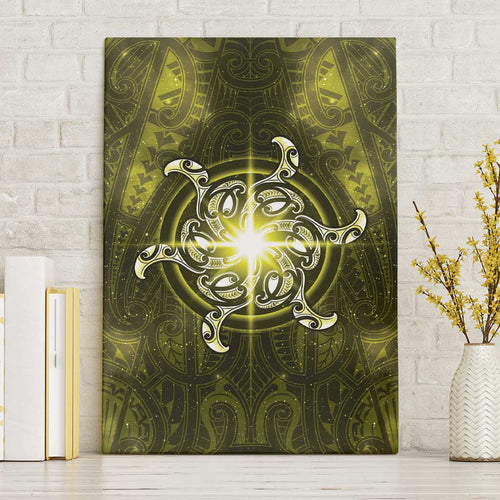 New Zealand Matariki Hiwaiterangi Canvas Wall Art Maori Moko Yellow Galaxy