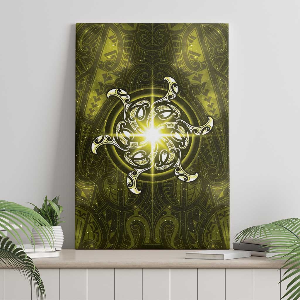 New Zealand Matariki Hiwaiterangi Canvas Wall Art Maori Moko Yellow Galaxy