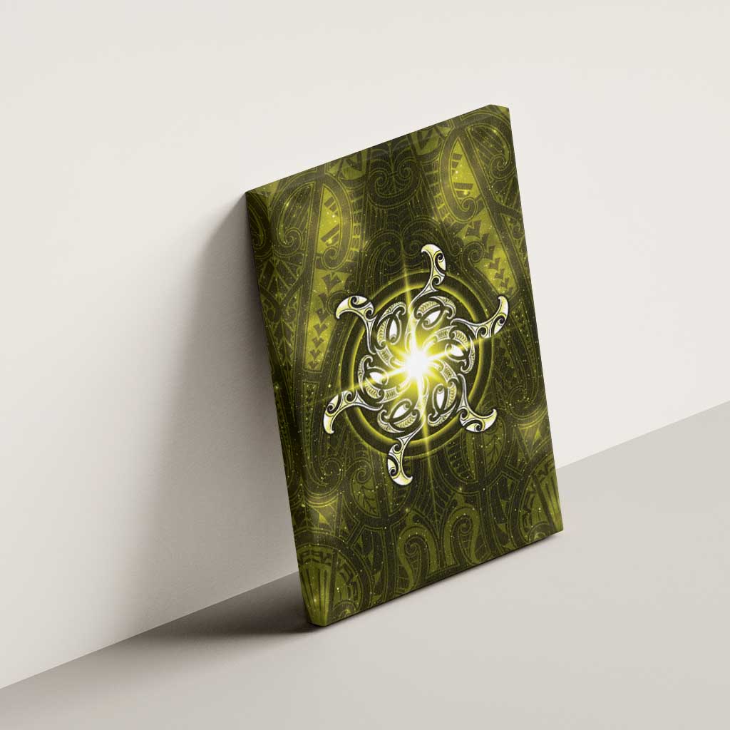 New Zealand Matariki Hiwaiterangi Canvas Wall Art Maori Moko Yellow Galaxy