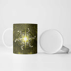 New Zealand Matariki Hiwaiterangi Ceramic Mug Maori Moko Yellow Galaxy