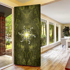 New Zealand Matariki Hiwaiterangi Door Cover Maori Moko Yellow Galaxy