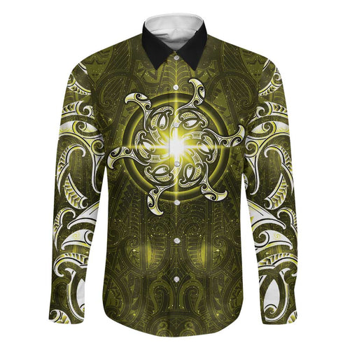 New Zealand Matariki Hiwaiterangi Family Matching Off Shoulder Maxi Dress and Hawaiian Shirt Maori Moko Yellow Galaxy