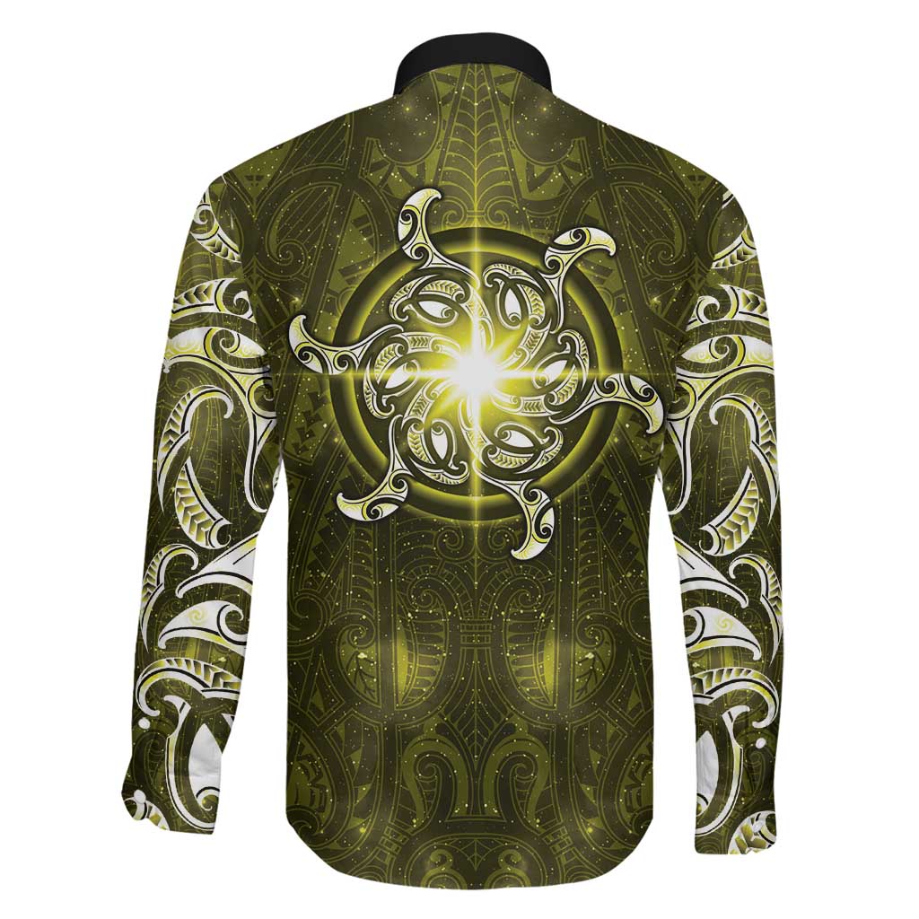 New Zealand Matariki Hiwaiterangi Family Matching Short Sleeve Bodycon Dress and Hawaiian Shirt Maori Moko Yellow Galaxy