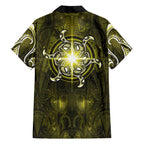 New Zealand Matariki Hiwaiterangi Family Matching Summer Maxi Dress and Hawaiian Shirt Maori Moko Yellow Galaxy