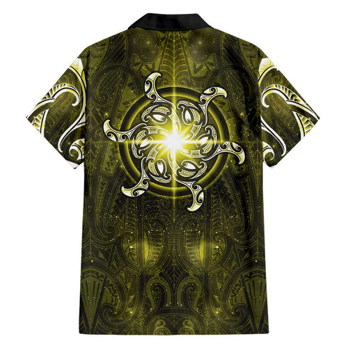 New Zealand Matariki Hiwaiterangi Family Matching Summer Maxi Dress and Hawaiian Shirt Maori Moko Yellow Galaxy