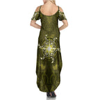 New Zealand Matariki Hiwaiterangi Family Matching Summer Maxi Dress and Hawaiian Shirt Maori Moko Yellow Galaxy