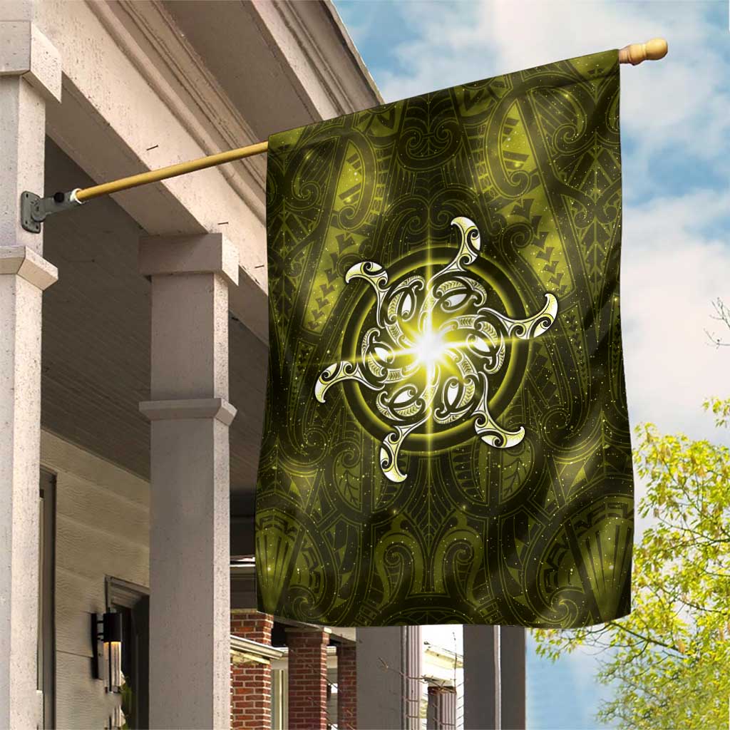New Zealand Matariki Hiwaiterangi Garden Flag Maori Moko Yellow Galaxy