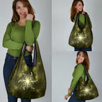 New Zealand Matariki Hiwaiterangi Grocery Bag Maori Moko Yellow Galaxy