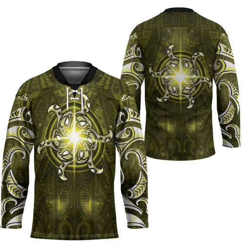 New Zealand Matariki Hiwaiterangi Hockey Jersey Maori Moko Yellow Galaxy