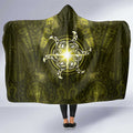 New Zealand Matariki Hiwaiterangi Hooded Blanket Maori Moko Yellow Galaxy
