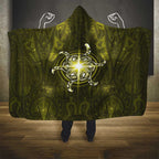 New Zealand Matariki Hiwaiterangi Hooded Blanket Maori Moko Yellow Galaxy