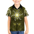 New Zealand Matariki Hiwaiterangi Kid Hawaiian Shirt Maori Moko Yellow Galaxy