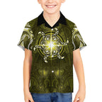 New Zealand Matariki Hiwaiterangi Kid Hawaiian Shirt Maori Moko Yellow Galaxy