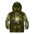 New Zealand Matariki Hiwaiterangi Kid Hoodie Maori Moko Yellow Galaxy