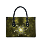 New Zealand Matariki Hiwaiterangi Leather Bag Maori Moko Yellow Galaxy