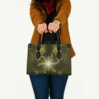 New Zealand Matariki Hiwaiterangi Leather Bag Maori Moko Yellow Galaxy