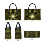 New Zealand Matariki Hiwaiterangi Leather Bag Maori Moko Yellow Galaxy