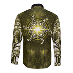 New Zealand Matariki Hiwaiterangi Long Sleeve Button Shirt Maori Moko Yellow Galaxy