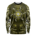 New Zealand Matariki Hiwaiterangi Long Sleeve Shirt Maori Moko Yellow Galaxy
