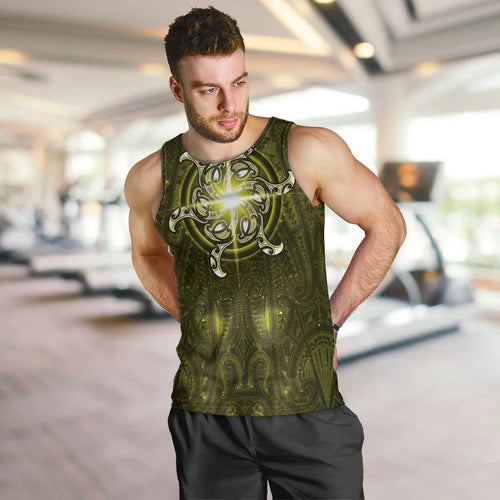New Zealand Matariki Hiwaiterangi Men Tank Top Maori Moko Yellow Galaxy