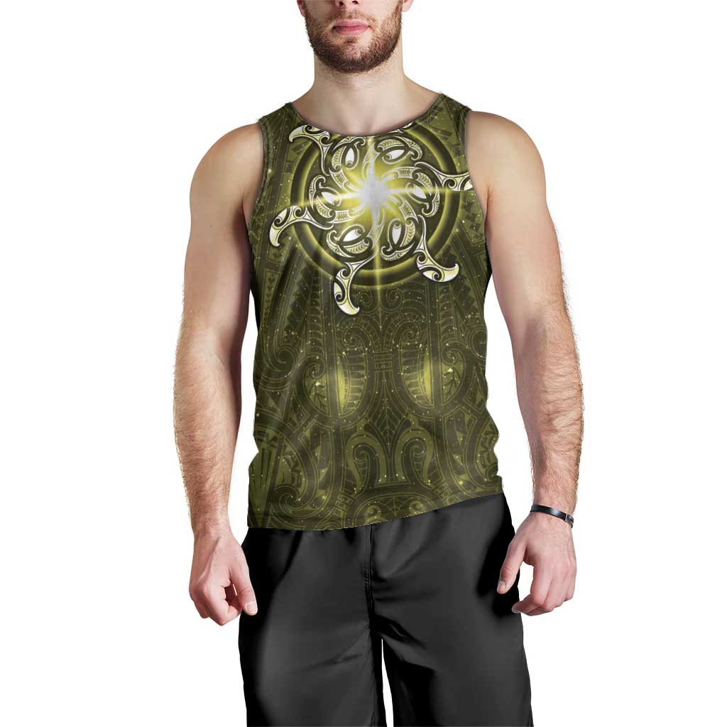 New Zealand Matariki Hiwaiterangi Men Tank Top Maori Moko Yellow Galaxy