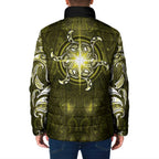 New Zealand Matariki Hiwaiterangi Padded Jacket Maori Moko Yellow Galaxy