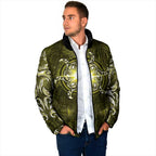 New Zealand Matariki Hiwaiterangi Padded Jacket Maori Moko Yellow Galaxy