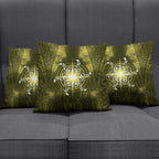New Zealand Matariki Hiwaiterangi Pillow Cover Maori Moko Yellow Galaxy