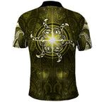 New Zealand Matariki Hiwaiterangi Polo Shirt Maori Moko Yellow Galaxy