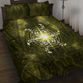 New Zealand Matariki Hiwaiterangi Quilt Bed Set Maori Moko Yellow Galaxy